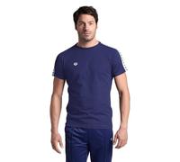 Arena Maglietta da Uomo Team Stripe, Blu Navy/Bianco/Logo, M
