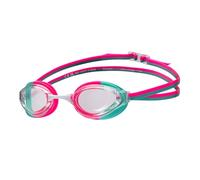 ARENA Occhialini da nuoto unisex per adulti, in pitone, per uomini e donne, per nuotatori competitivi, anti-appannamento, lenti non specchiate, massimo comfort, colore: trasparente/rosa shocking/acqua