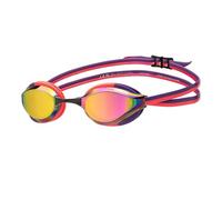 ARENA Occhialini da nuoto unisex Python Mirror Racing, per uomini e donne, lenti con rivestimento anti-appannamento, vestibilità piccola, comfort massimo, doppia cinghia, rame/prugna/corallo brillante
