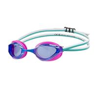 Arena Occhialini da nuoto unisex Python Racing, per uomini e donne, lenti anti-appannamento, lenti non specchiate, con doppia cinghia, blu/fucsia/acqua