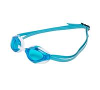 ARENA Occhialini da nuoto unisex Python Racing, per uomo e donna, lenti anti-appannamento, lenti non specchiate, con doppia cinghia, colore: blu/bianco cielo