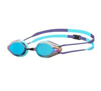 ARENA Tracks - Occhialini da nuoto unisex per adulti, essenziali per nuotatori agonistici, per uomini e donne, con lenti a specchio rivestite anti-appannamento, colore turchese/futuro crepuscolo/acqua