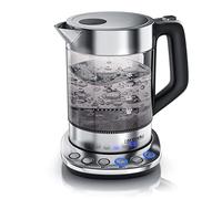 Arendo 722304681722 - Bollitore in vetro fumé con regolazione della temperatura, funzione di mantenimento in caldo, 30 min-1,5 litri, base in vetro borosilicato in acciaio INOX, design moderno