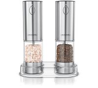 Arendo - Set di 2 macinasale e pepe elettrico - Ricaricabile con USB - Grande capacità migliorata - Macinaspezie elettrico - Grossezza regolabile - Luce LED