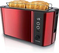 Arendo - Tostapane a 2 Fessure - Funzione Scongelamento - Doppia Parete termoisolante - 1500W - Rosso