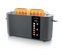 Arendo - Tostapane in acciaio inox con 2 fette a fessura lunga - Touch screen - alloggiamento a doppia parete - Inserto per panino integrato - 6 gradi di doratura - centraggio del pane