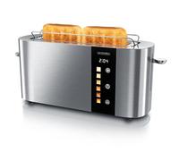 Arendo - Tostapane in acciaio inox con 2 fette a fessura lunga - Touch screen - alloggiamento a doppia parete - Inserto per panino integrato - 6 gradi di doratura - centraggio del pane