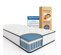 Arensberger Lena, materasso a molle con memory foam, 140 x 200 cm, altezza 21 cm, durezza H3/H4, materasso a molle insacchettate, materasso arrotolabile, ergonomico