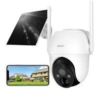 ARENTI 2K/3MP Telecamera Esterno Senza Fili, Telecamera WiFi Esterno 2,4GHz,Telecamera Batteria con Solare Pannello,Visione Notturna a Colori, IP65, Allarme Sonoro/Luminoso, Audio Bidirezionale, Alexa