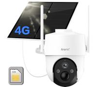 ARENTI 4G Telecamera Esterno Senza Fili, Telecamera con Pannello Solare, 360°PTZ Telecamera 4G con SIM, Rilevamento del Movimento PIR, 10400mAh Batteria, Visione Notturna a Colori, Audio Bidirezionale