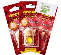 AREON auto deodorante profumo fresco 4 ml - Diffusore di profumo di anguria - appeso bottiglia con copertura in legno naturale, a lunga durata, set di 3