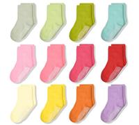 ARERWA Calzini antiscivolo per bambini, 12 paia di calzini per bambini, antiscivolo, in misto cotone, per bambini da 1 a 10 anni, #2 Dodici colori, 3-5 Jahre