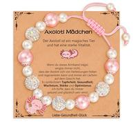 Aretas Axolotl Bracciali per ragazze e bambini, perle rosa e sfere di strass, bracciale in pietra naturale rosa con ciondolo Axolotl Cute Stuff piccoli gioielli dolci per bambini regali per nipote