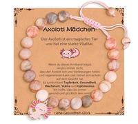 Aretas Axolotl Bracciali per ragazze e bambini, perle rosa e sfere di strass, bracciale in pietra naturale rosa con ciondolo Axolotl Cute Stuff piccoli gioielli dolci per bambini regali per nipote