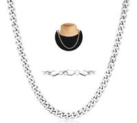 Aretas Collana a catena cubana in acciaio inossidabile da 3/4/5/6 mm, per uomo e uomo, gioielli in argento, regali di Natale per uomo, ragazzi, bambini, lunghezza 40/55/50 cm, 22in, Acciaio