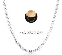 Aretas Collana a catena cubana in acciaio inossidabile da 3/4/5/6 mm, per uomo e uomo, gioielli in argento, regali di Natale per uomo, ragazzi, bambini, lunghezza 40/55/50 cm, 16in, Acciaio