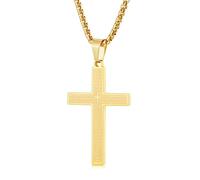 Aretas Collana a croce per uomo e ragazzo, per bambini, con ciondolo a forma di croce da 20 pollici, argento, oro, nero, in acciaio inox