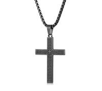 Aretas - Collana con ciondolo a croce per uomini ragazzi bambini, catena con ciondolo a croce, 20 pollici, in argento, oro, nero, gioielli in acciaio inossidabile, regali, Acciaio inossidabile