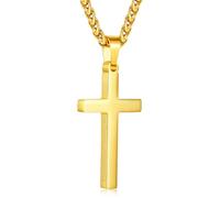 Aretas Collana con croce in acciaio inossidabile color argento, per uomini e ragazzi, con dedica della Bibbia, collana con ciondolo a forma di croce, 50,8 cm, per cresima cristiana, battesimo, idea