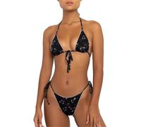Aretas - Set di Bikini per Donne, Costumi da Bagno a Due Pezzi, Bikini Triangolo con Lacci, Halter da Indossare, Perizoma Sexy, Bikini Tanga, Costume da Bagno per Donne, L