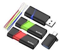 AreTop Chiavetta USB 2.0 retrattile multicolore da 32 GB, con adattatore di tipo C, unità flash USB 2.0 retrattile per archiviazione della data, unità di salto ad alta velocità con indicatore LED