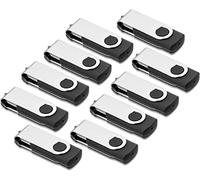 AreTop, confezione da 10 chiavette USB flash 2.0, con meccanismo girevole nero Nero 8GB
