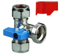 Aretro Raccordo a gomito cromato, dritto, a T, per lavatrice, lavastoviglie, rubinetto, valvola, 15 mm x 3/4' (Tee 15 mm x 3/4 ')