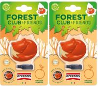 AREXONS Forest Club & Friends - Volpe, Profumatore Auto da Bocchetta, Durata Fino a 30 Giorni, Fragranza Orange Sunrise, Made in Italy (Confezione da 2)