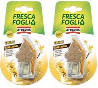 AREXONS Fresca Foglia Profumatore Boccettino Vaniglia, profumatore ambiente auto 4,5 ml, tappo in legno, intensità regolabile, profumazione fresca e gradevole (Confezione da 2)