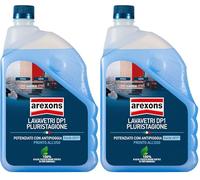AREXONS Lavavetri Pluristagione DP1 con Rain Off, Detergente Lavavetro per Vaschetta, Effetto Idrorepellente, non Lascia Aloni, 2L (Confezione da 2)