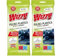 AREXONS WIZZY - Plastica Satinato Pulitore e Rinnovatore per Cruscotti di Nuova Generazione e Superfici in Plastica Interno Auto Profumazione Gradevole 16 Panni Umidificati (Confezione da 2)