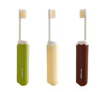 ARFUKA 3 pezzi Spazzolino da viaggio pieghevole con custodia e setole morbide riutilizzabili per la cura dei denti in viaggio, campeggio, casa, vacanze