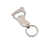ARFUKA - Apribottiglie portachiavi in metallo a forma di piede con apribottiglie per bevande e bevande, per donne e uomini, idea regalo argento