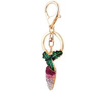 ARFUKA Portachiavi con ciondolo a forma di carota con strass, 3D, in metallo, per uomini e donne