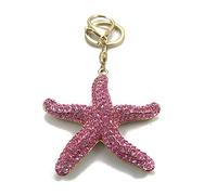 ARFUKA Portachiavi con ciondolo a forma di stella marina con strass di cristallo, portachiavi per auto, portachiavi per borsa, idea regalo per lei, idee regalo per scambio