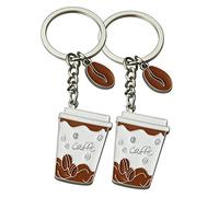 ARFUKA Portachiavi con ciondolo a forma di tazza di caffè, portachiavi in metallo, idea regalo di Natale, compleanno, portachiavi, per uomini e donne, confezione da 2, Multicolore, Small