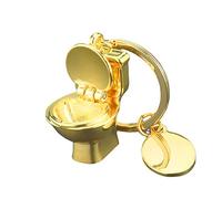ARFUKA Portachiavi con ciondolo a forma di WC, portachiavi in metallo, idea regalo di Natale, compleanno, portachiavi, per uomini e donne, colore: oro, Oro, Small
