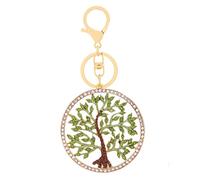 ARFUKA Portachiavi con ciondolo albero della vita, portachiavi con strass in cristallo, portachiavi per auto, borsa, idea regalo per lei, idea regalo, Verde, Small