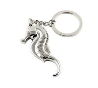 ARFUKA Portachiavi in argento con ciondolo a forma di cavalluccio marino, per uomo e donna