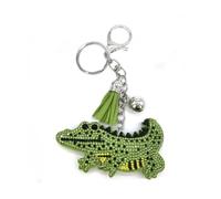 ARFUKA Portachiavi in pelle PU a forma di coccodrillo, in lega, con ciondolo a forma di animale, Verde, Taglia unica