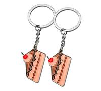 ARFUKA Set di 2 portachiavi con ciondolo a forma di torta, in metallo, per uomini e donne