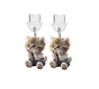 ARFUKA Simpatico tappo antipolvere piatto in acrilico a forma di gatto, compatibile con iPhone 15, 14, 13, 12, 11, Pro/Max e AirPods, confezione da 2