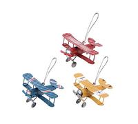 ARFUKA Vintage Retro Iron Aircraft Ornament Mini Airplane Model Handicraft Rustic Room Hanging Decor for Home, Office & Shelf Display Pack of 3