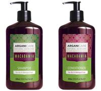 Arganicare | Duo Shampoo + Balsamo | Con olio di macadamia | Previene e combatte le doppie punte | Effetto lucido | Tutti i tipi di capelli | 1x400 ml+ 1x400 ml