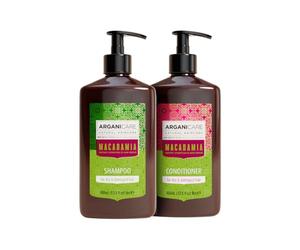 Arganicare | Duo Shampoo + Balsamo | Con olio di macadamia | Previene e combatte le doppie punte | Effetto lucido | Tutti i tipi di capelli | 1x400 ml+ 1x400 ml