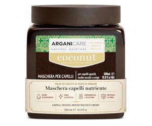 ARGANICARE Maschera Nutriente Riparatrice al Cocco Biologico per Capelli Secchi e Danneggiati 500 ml - Alta Idratazione, Azione Antirottura e Antiforfora, Supporta la Crescita