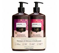 ARGANICARE Set Duo Shampoo e Dopo Shampoo Rivitalizzante con Proteine di Seta, trattamento capelli per detersione e morbidezza, uso quotidiano, confezione doppia