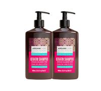 ARGANICARE Shampoo Riparatore e Nutriente alla Cheratina Biologica, Rigenera Capelli Danneggiati e Previene la Rottura, Trattamento Cheratina, Confezione da 2 x 400 ml