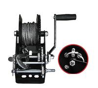 Argano elettrico portatile Verricello manuale, 800LBS Heavy Duty Boat Truck Autobloccante Cavo metallico Verricello manuale a cricchetto(20Meters Cable)