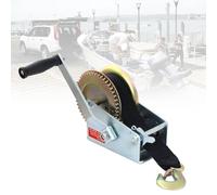 Argano manuale per carichi pesanti, argano manuale a manovella con cinghia in poliestere per barca, rimorchio, ATV, UTV, traino e recupero di SUV, 500-3500 libbre argento 1000lbs(8m)